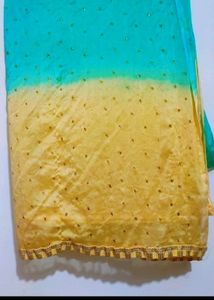 Green &amp; Cream 2 Color Shining Dupatta