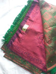 GREEN AND PINK Saree