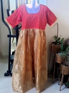 Elegant Red & Gold Maxi Dress