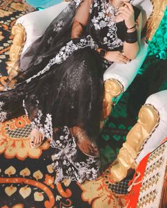 Elegant Black Embroidered Organza Saree