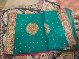 Heavy Butta Work Saree With All Over Patch