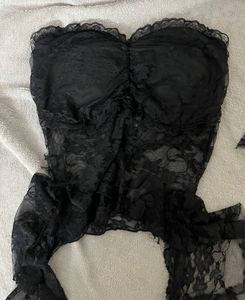 Sheer Black Lace Corset Top