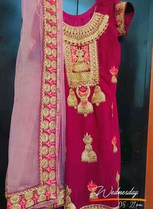 Rose Rani Plazo Suit &amp; Dupatta For 46 Bust