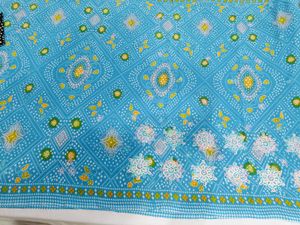 🇳🇿💫🎀Elegant Blue Bandhej Printed Saree