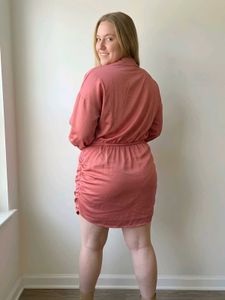 Plus Size Rose Pink Made In Italy Satin Wrap Dress