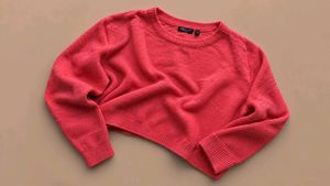 CORAL PINK TEXTURED KNIT SWEATER