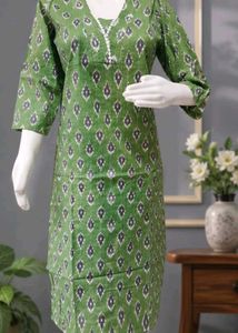 Green Printed Kurta