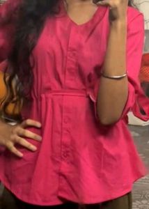Zara Pink Button-Up Shirt Dress