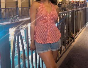 Chic Red Gingham Halter Top