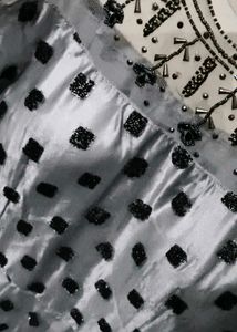 Stylish Grey &amp; Black Party Wear Gown | Embellished