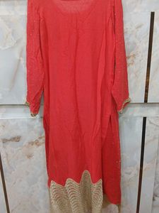 Pink &amp; Gold Embroidered Kurti