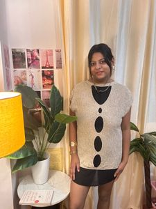Sparkly Sleeveless Top with Cutouts