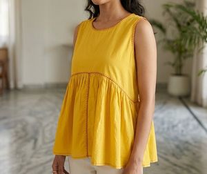 Yellow Flared Kurti Top