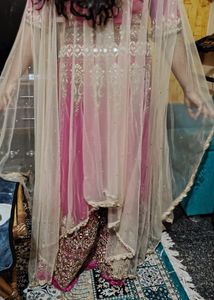 Ethnic Gown Pink &amp; Gold Embroidered