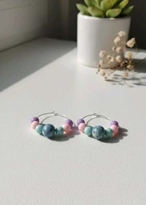 Pastel Beaded Hoop Earrings