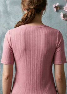 Ribbed Pink Short Sleeve Top