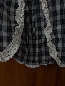 Gingham Lace Trim Top