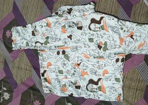 Abstract Face Print Button-Up Shirt