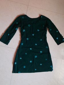 Green Bandhani Cotton Kurti