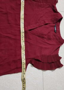 Burgundy fancy Sleeves Dress