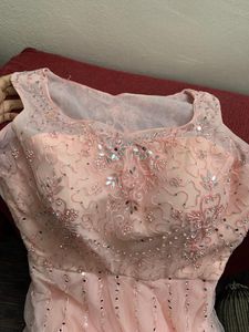 Stunning Embellished Peach Ethnic Gown