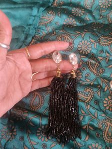 Sparkling Tassel Earrings - Gold &amp; Black