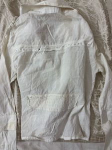 y2k white embellished patchwork shirt
