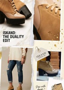 Stylish Tan Suede &amp; Patent Chunky Boots
