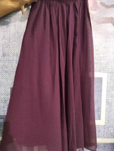 Embroidered Ethnic dress with plain palazzo nd bea