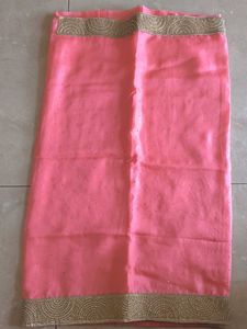 Elegant Pink Saree with Gold Border