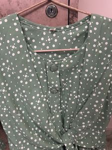 Chic Polka Dot Tie-Front Top