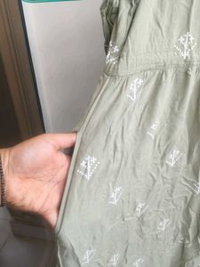 Olive Green Embroidered Kurta/dress