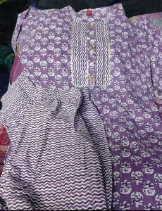 Purple Printed Kurta Set
