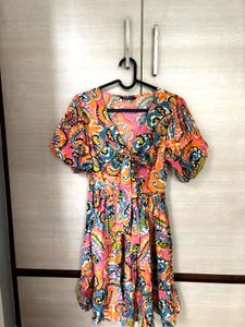 Vibrant Paisley Print Mini Dress