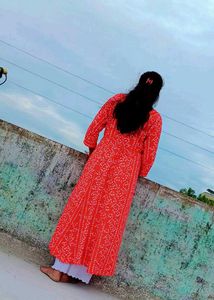 Orange Bandhani kurthi