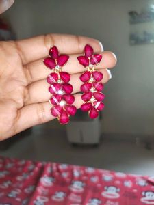 Red Jewel Drop Earrings