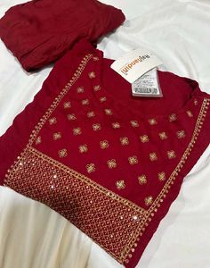 Beautiful Red Embroidered Kurta Set