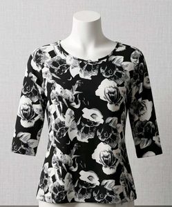 Black grey floral top  for women