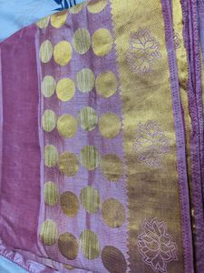 Elegant Pink Saree with Gold Border