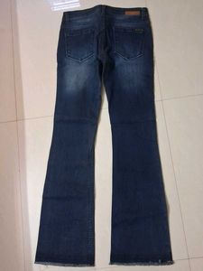 Women's Blue Flared Jeans with Embellishments