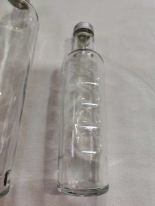 Set of Two Glass Bottles with Metal Caps
