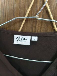 Gia Curves by Westside Dark Brown Crinkle V-Neck B
