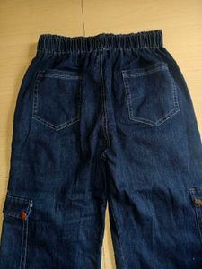 Women’s Dark Blue Denim Cargo Jeans