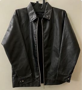 Iconic Stylish Zip Collar Black Leather Jacket 🧥