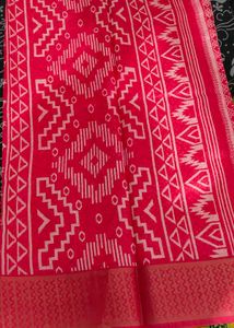 Red Printed Saree organza