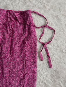Pink Floral Wrap Skirt