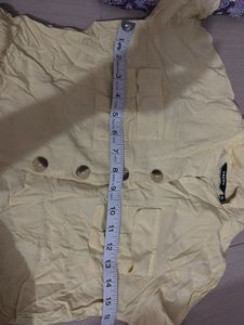 Yellow Cropped Shirt with Drawstrings