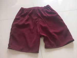 Maroon Pleated Culottes