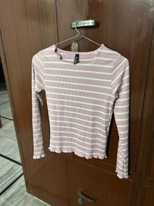 Pink Striped Long Sleeve Top