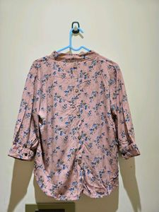 Pink Floral Print V-Neck Top